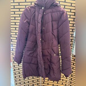 Steve Madden Extremely Warm and Comfy/Cozy Puffer Coat in Burgundy